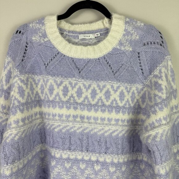 Lush Women's Purple Nordic Long Sleeves Crew Neck Pull Over Sweater Size L NWT - Picture 3 of 9